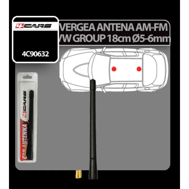 4Cars VW group tetőantenna pálca (AM/FM) - 18 cm - Ø 5-6 mm