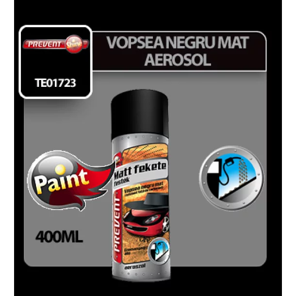 Vopsea negru mat rezistenta la combustibili aerosol Prevent 400ml