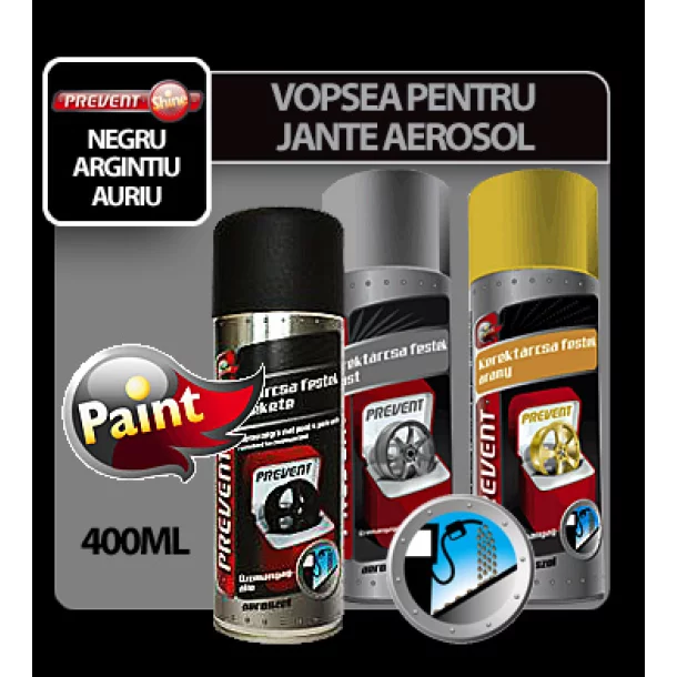 Vopsea pentru jante rezistenta la combustibili aerosol Prevent 400ml - Argintiu